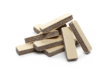 Chocolate wafers isolated on white background