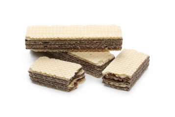 Chocolate wafers isolated on white background