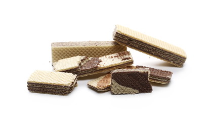 Chocolate wafers isolated on white background