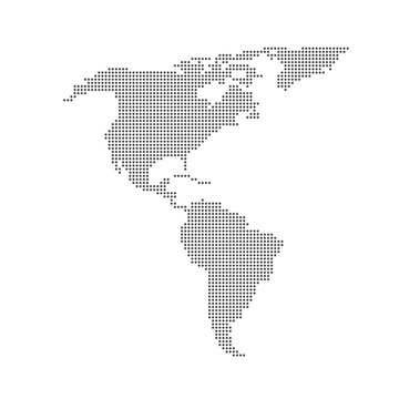 Grey dotted North and South America map vector flat design