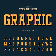 Texture font and grunge alphabet vector, Type and number design, Graphic text on dark blue background