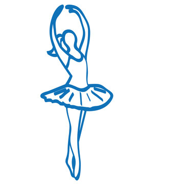 Handgezeichnete Ballerina in dunkelblau