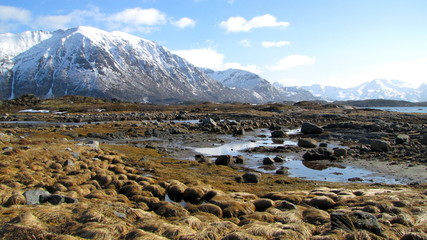 Norway. Landscape of the Lofoten in wintertime