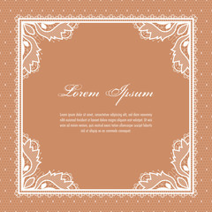 Wedding card or invitation template with a filigree lace floral pattern