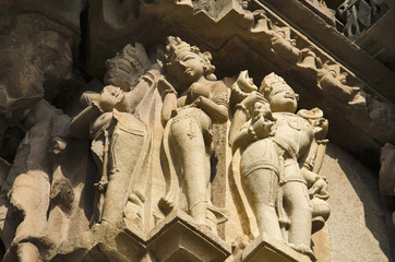 VAMANA TEMPLE, Wall sculptures - Closeup, Eastern Group, Khajuraho, Madhya Pradesh, UNESCO World...