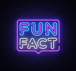 Fun Fact neon sign vector. Facts Design template neon sign, light banner, neon signboard, nightly bright advertising, light inscription. Vector illustration