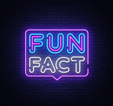 Fun Fact neon sign vector. Facts Design template neon sign, light banner, neon signboard, nightly bright advertising, light inscription. Vector illustration