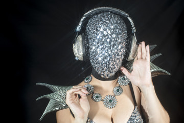 woman dancer with diamond mask