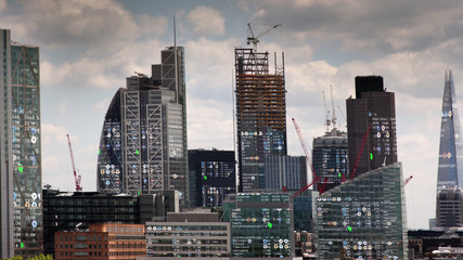 london skyline and data code