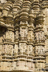 Obraz premium VAMANA TEMPLE, Wall sculptures - Closeup, Eastern Group, Khajuraho, Madhya Pradesh, UNESCO World Heritage Site