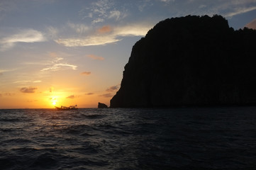 Sunset at the ocean from thailand Phi Phi island 
