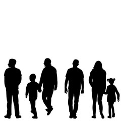 set of silhouettes of people who go