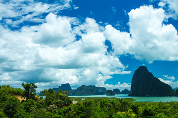 Beautiful View of Phang Nga Bay in Samed Nang Chee Viewpoint, Phang Nga, Thailand