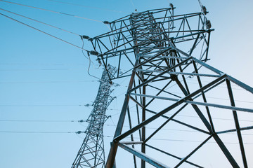 Electricity tower in the hoarfrost.