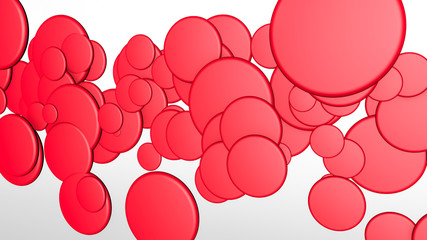 red circles on a white background. three-dimensional illustration. 3d rendering
