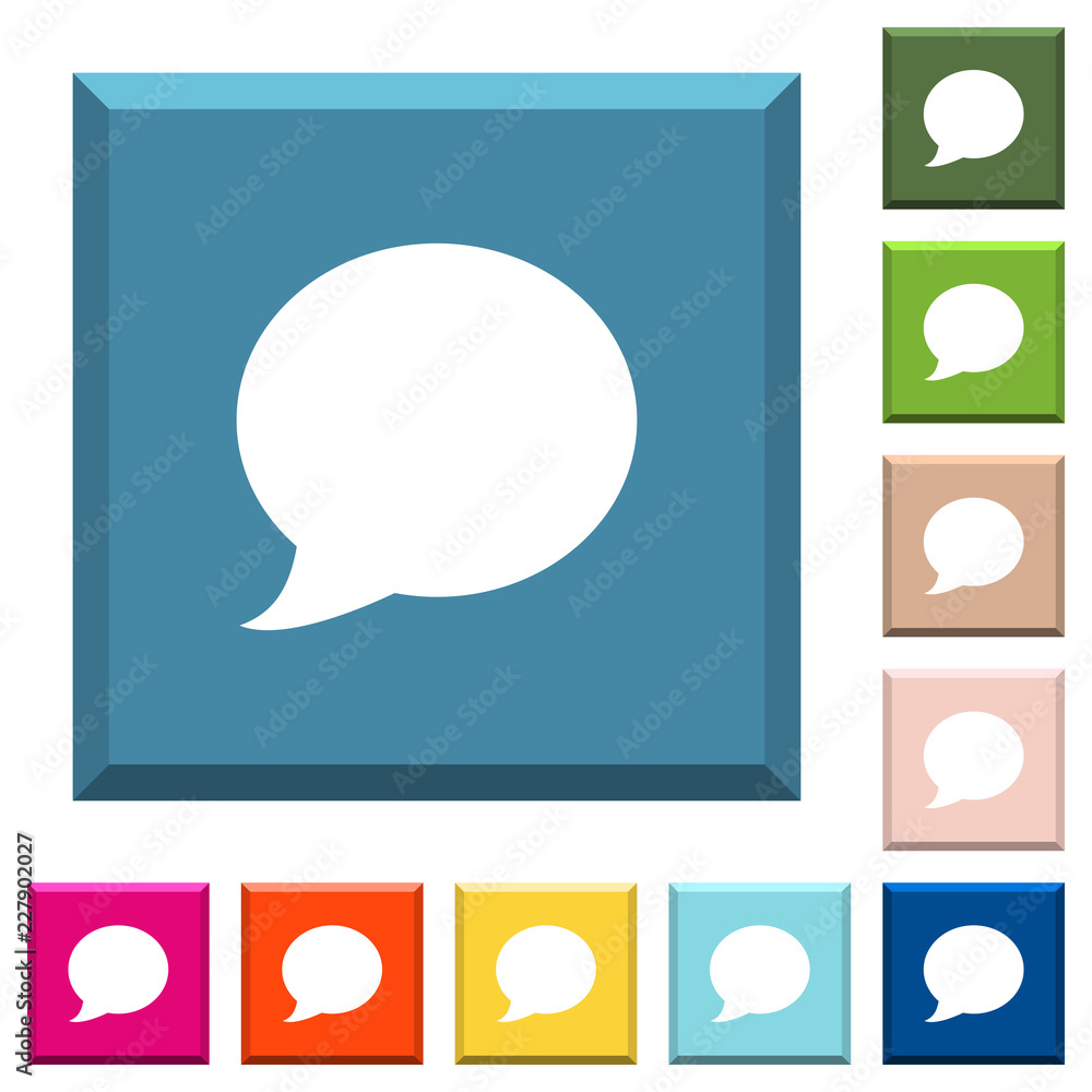 Poster blog comment bubble white icons on edged square buttons