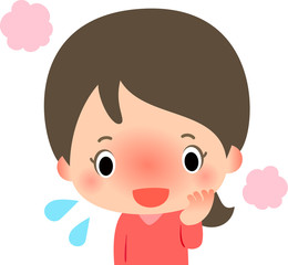 照れて顔が赤くなった女性