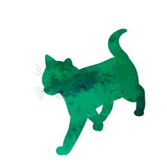 watercolor silhouette cat