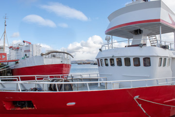 Naklejka premium fishing boats in the harbor of Iceland