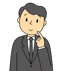 人物 黒いスーツの男性 考える 喪服 礼服 