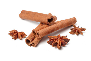 Cinnamon sticks isolated on white background