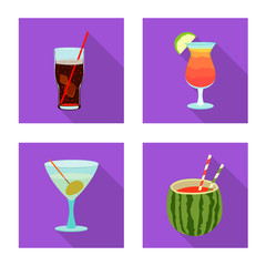 Vector illustration of drink and bar icon. Set of drink and party stock vector illustration.