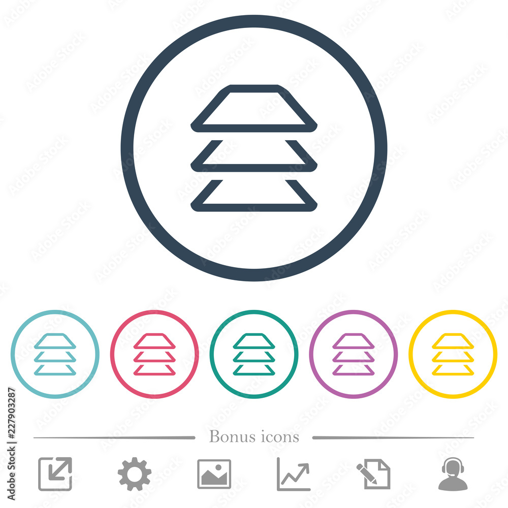 Poster multiple layers flat color icons in round outlines