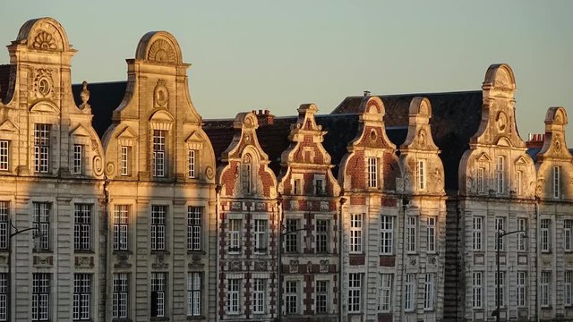 Arras Grand Place Townhouses sunset time lapse