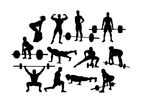 Weightlifting Sport Activity Silhouettes, art vector design