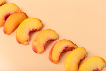 Ripe peach fruit slice
