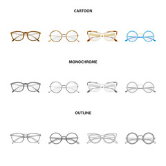 Vector illustration of glasses and frame logo. Collection of glasses and accessory vector icon for stock.