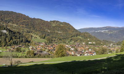 Fototapeta na wymiar Wilderswil kleines Dorf in der Schweiz