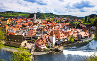 Fototapeta na wymiar The amazing city of Cesky Krumlov in the Czech Republic. European historical center and splendor.