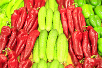 Cucumbers and peppers