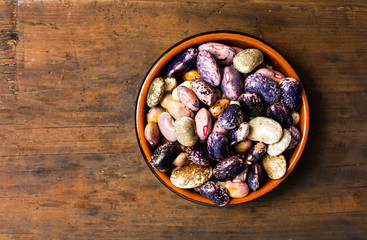 Natural beans in a bowl on a table