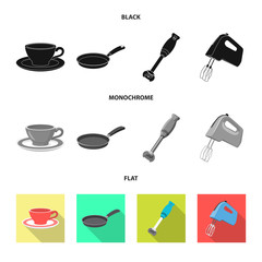 Obraz premium Vector design of kitchen and cook sign. Collection of kitchen and appliance stock symbol for web.
