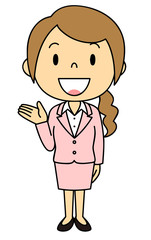 Obraz premium 女性 OL 事務員 ご案内 立ち姿 ピンクのスーツ