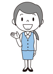 女性　OL　事務員　ご案内　立ち姿　事務服　2色