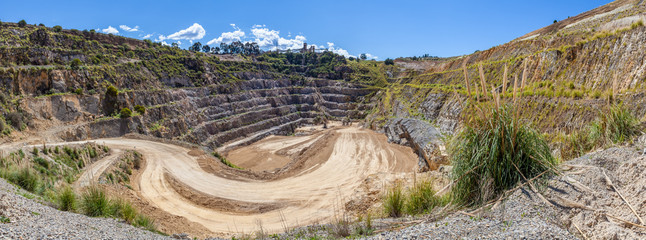 Wide panorama of limestone mine in Australia