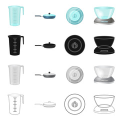Vector design of kitchen and cook icon. Collection of kitchen and appliance stock vector illustration.