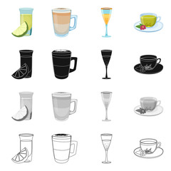 Vector illustration of drink and bar logo. Collection of drink and party vector icon for stock.