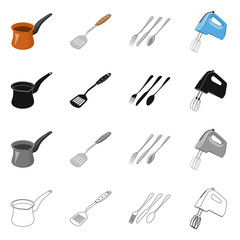 Vector illustration of kitchen and cook logo. Set of kitchen and appliance stock vector illustration.