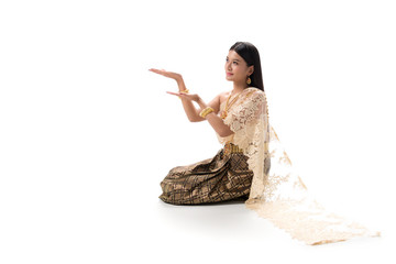 Cute girl in Thai national dress. Looks attractive and so elegant. Thai dress made from greatest...