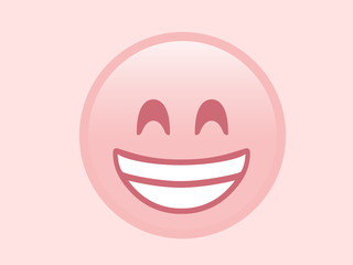 Isolated pink smiling face with white teeth icon