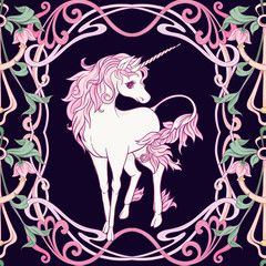 Obraz na płótnie Canvas Seamless pattern, background with unicorn