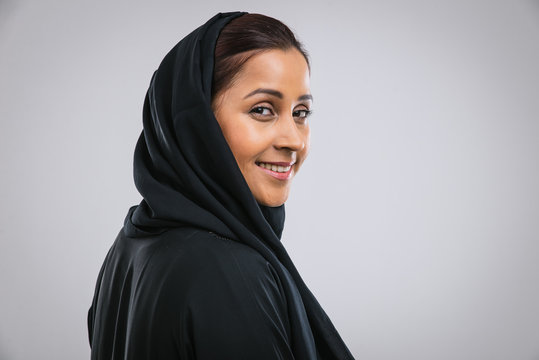 Beautiful middle eastern woman wearing abaja