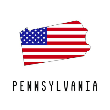 Vector map of Pennsylvania painted in the colors American flag. Silhouette or borders of USA state. Isolated vector illustration