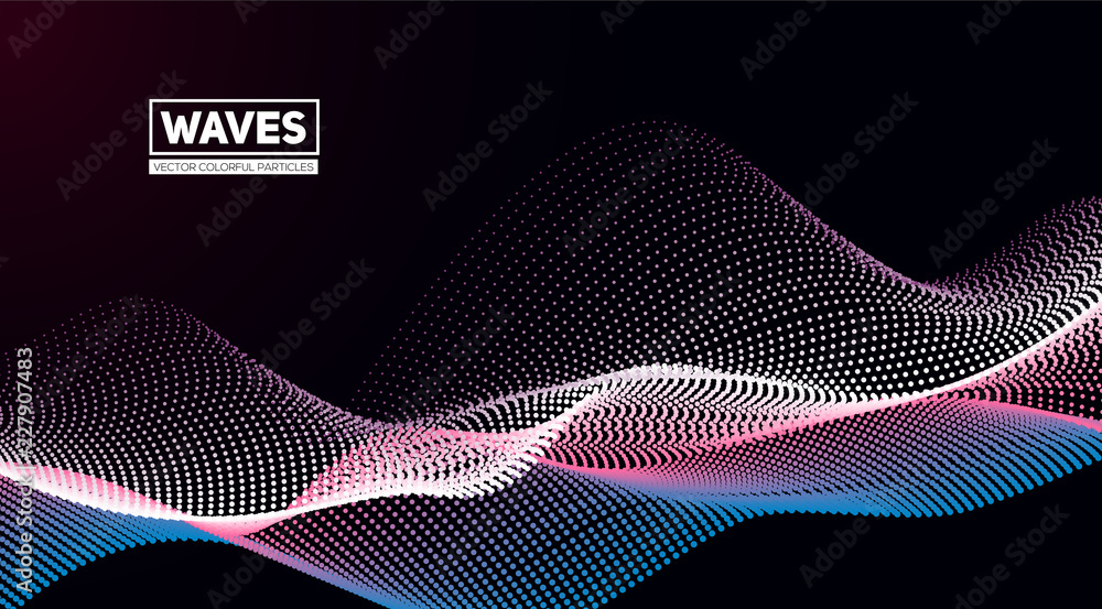Poster abstract background from flow colorful particles. equalizer for music, big data concept, futuristic 