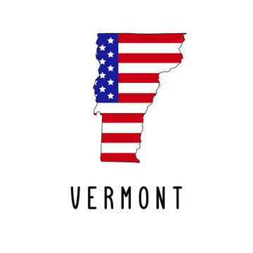 Vector map of Vermont painted in the colors American flag. Silhouette or borders of USA state. Isolated vector illustration