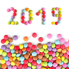 2019 colorful candies  isolated on white background